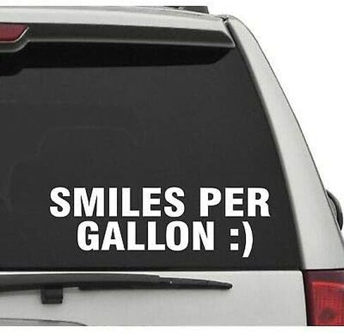 Tamengi Smiles Per Gallon Decal Low Euro Drift Turbo Funny Bumper Sticker SUV Truck in Saudi Arabia