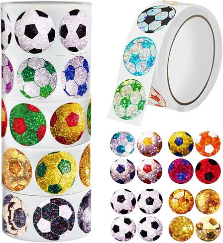 1000Pcs Soccer Stickers Roll, 2.5cm Sports Football Stickers for Water Bottles, Vinyl Self-Adhesive Small Soccer Decals for Laptop Scrapbook Cup Skateboard Gift Team Supplies in Saudi Arabia