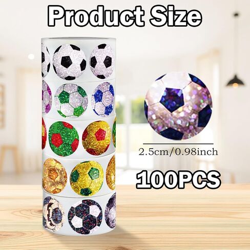 1000Pcs Soccer Stickers Roll, 2.5cm Sports Football Stickers for Water Bottles, Vinyl Self-Adhesive Small Soccer Decals for Laptop Scrapbook Cup Skateboard Gift Team Supplies in Saudi Arabia