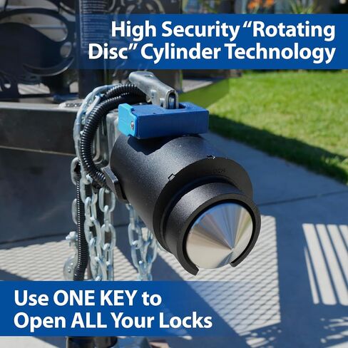 PACLOCK's 77-Series High Security Trailer Coupler Lock for 2-5/16" Couplers, High Security Rotating Disc, Integrated Stainless-Steel Cone Puck, Exclusive Key Number, Keyed Alike U-Pick! in Kuwait