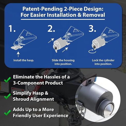 PACLOCK's 77-Series High Security Trailer Coupler Lock for 2-5/16" Couplers, High Security Rotating Disc, Integrated Stainless-Steel Cone Puck, Exclusive Key Number, Keyed Alike U-Pick! in Kuwait