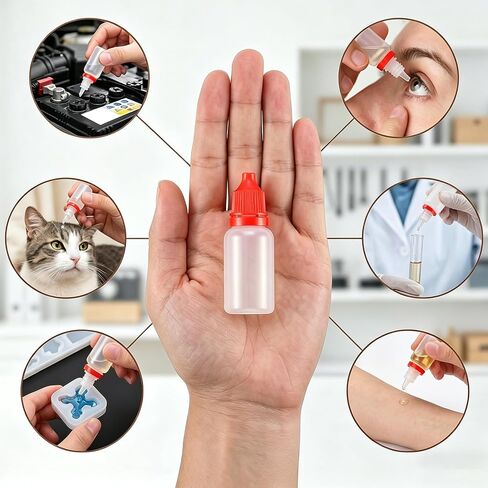 10 قطع من زجاجات قطارة بلاستيكية صغيرة، زجاجات قطارة صغيرة 15 مل/0.5 أونصة، حاويات سفر قابلة للعصر ومحمولة مع غطاء وقابس للسائل in Kuwait