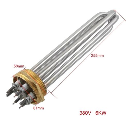 2 Inch Stainless Steel Copper Head Heating Tube 380V 6KW DN50 Electric Heater Pipe Water Boiler Element 1Pcs in Kuwait
