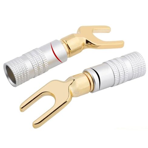 10Pcs Y/U Type Banana Plugs Speaker Cable Wire Connector Screw Lock Fork Spade Plug Banana Connectors(5 Red 5 Black) in Kuwait