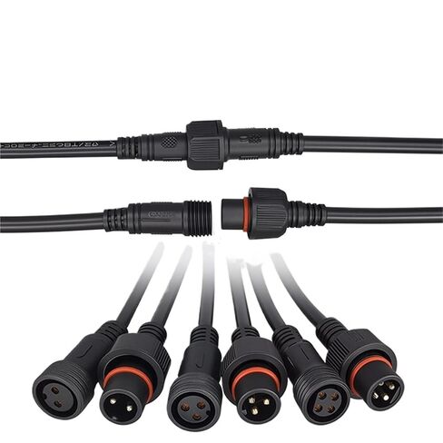 5/20Pcs M16 Waterproof 2 3 4 5 Pin IP65 Cable Wire Plug Male and Female Jack 22mm nut Connector 20CM OD 6mm LED Lighting Systems(Female,5 PCS,2P) in Kuwait