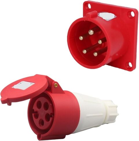 Appliance Reverse Plug 16A/32A Set 3-pin 5-Hole Waterproof Aviation Industry IP44 Copper Socket Male and Female(4-core16aconcealedreverseplugset) in Kuwait