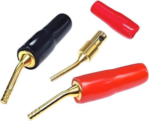 20PCS/Set 2mm Red Black Banana Bend Pin Plug Connector Wire Cable Banana Screw Sock Plug Adapter Speaker(10 Red 10 Black) in Kuwait