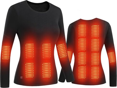 Women's Heated Underwears Shirt with Battery, 16 Zones Outdoor Electric Thermal Baselayer Top for Hunting, Skiing in Saudi Arabia