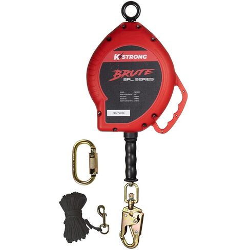 KStrong Brute SRL كبل فولاذي مجلفن ذاتي التراجع مع خطاف دوار وحلقة تسلق وخط علامة، 20 قدمًا، متوافق مع ANSI in Kuwait