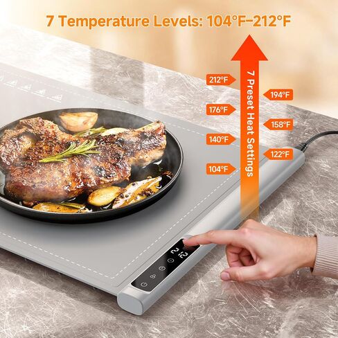 FEPPO Warming Mat for Food, 36"x16" Electric Food Warming Mat 500W with 7 Temp Settings, Rollable Silicone Food Warmer with Temp Memory, Timer & Child Lock, Ideal for Gatherings & Catering in Kuwait