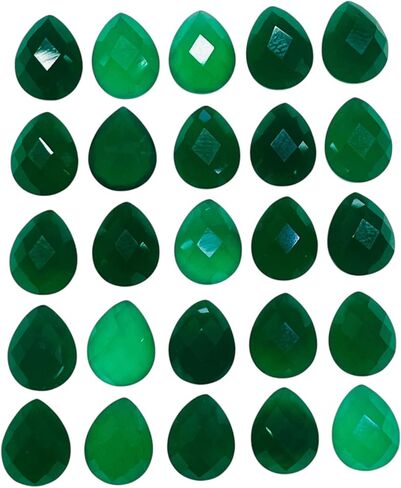 25 Pcs Natural Green Onyx 10x8mm Pear Checker Cut Loose Untreated Gemstones Lot in Kuwait