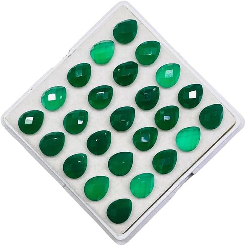 25 Pcs Natural Green Onyx 10x8mm Pear Checker Cut Loose Untreated Gemstones Lot in Kuwait