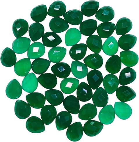 25 Pcs Natural Green Onyx 10x8mm Pear Checker Cut Loose Untreated Gemstones Lot in Kuwait