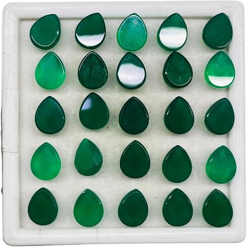 25 Pcs Natural Green Onyx 10x8mm Pear Checker Cut Loose Untreated Gemstones Lot in Kuwait