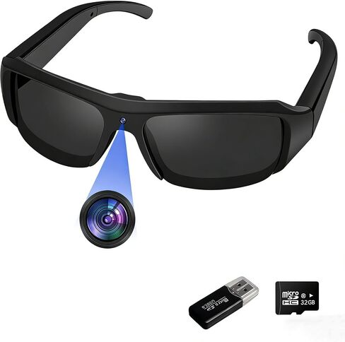 TANGMI Camera النظارات الشمسية نظارات الحركة الذكية 1080P نظارات كاميرا الفيديو حماية من الأشعة فوق البنفسجية عدسة مستقطبة تدعم تسجيل الصور/مقاطع الفيديو مع بطاقة Micro SD سعة 32 جيجابايت وقارئ بطاقات للأنشطة الخارجية in Kuwait