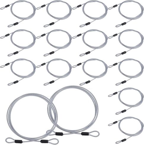 16 Pack Security Cable with Loops, 4ft 3mm Braided Steel Locking Cable, Lock Cables with Loops, Vinyl Coated Double Loop Anti-Theft Wire for Padlock, U-Lock, Luggage, Bicycle, Equipment in Kuwait