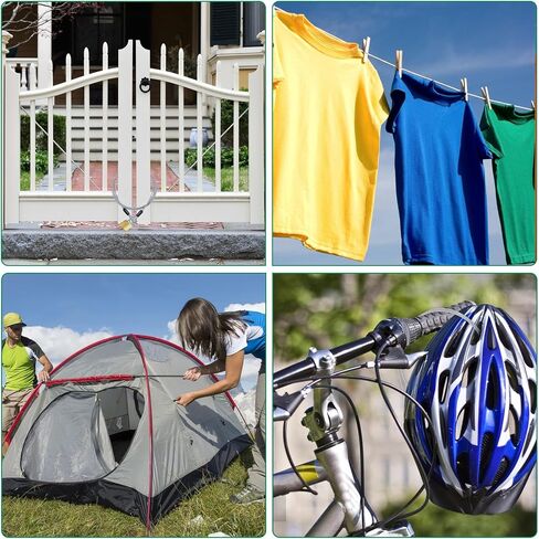 16 Pack Security Cable with Loops, 4ft 3mm Braided Steel Locking Cable, Lock Cables with Loops, Vinyl Coated Double Loop Anti-Theft Wire for Padlock, U-Lock, Luggage, Bicycle, Equipment in Kuwait