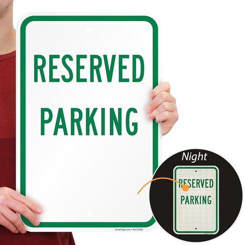 SmartSign (Pack of 4) 18 x 12 inch Reserved Parking Sign, 120 mil Thick Aluminum Composite (ACM), Engineer Grade Reflective Material, Green and White, Made in USA in Kuwait