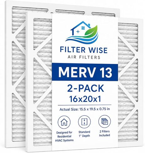فلتر هواء FilterWise 20x20x1، فرن HVAC مطوي MERV 13 وفلتر بديل للتيار المتردد، فلتر نظام التدفئة والتبريد السكني، عبوتان in Kuwait