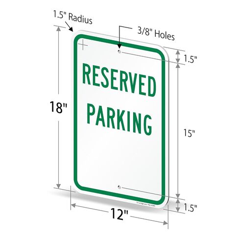 SmartSign (Pack of 4) 18 x 12 inch Reserved Parking Sign, 120 mil Thick Aluminum Composite (ACM), Engineer Grade Reflective Material, Green and White, Made in USA in Kuwait