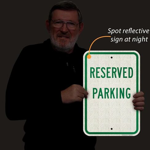 SmartSign (Pack of 4) 18 x 12 inch Reserved Parking Sign, 120 mil Thick Aluminum Composite (ACM), Engineer Grade Reflective Material, Green and White, Made in USA in Kuwait