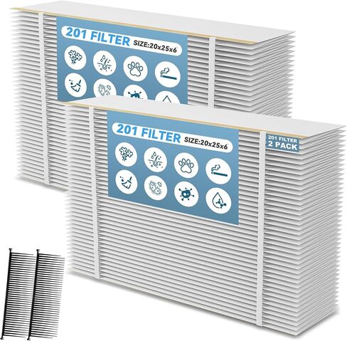 201 فلتر بديل متوافق مع Aprilaire 2200، 2250 Space Gard 2200 Whole House Air Purifiers وX0445، 20x25x6 MERV 10 فلتر هواء 2 حزمة + 2 حزمة فواصل مطوية (الحجم الفعلي: 20 × 24.2 × 5.8 بوصة) in Kuwait