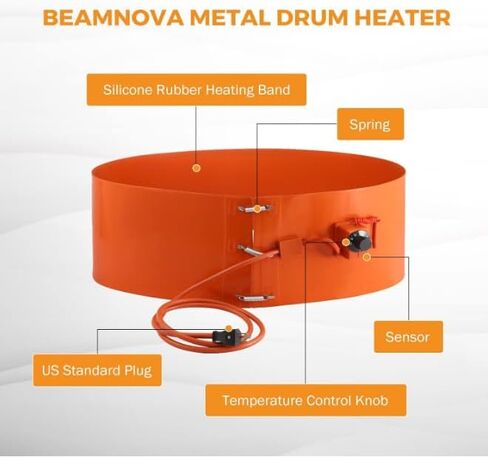 Adjustable Silicone Barrel Heater Pad for 55 Gallon Drums - Efficient Thermostat-Controlled Pail Heater for Honey, Oil & Versatile Applications in Kuwait