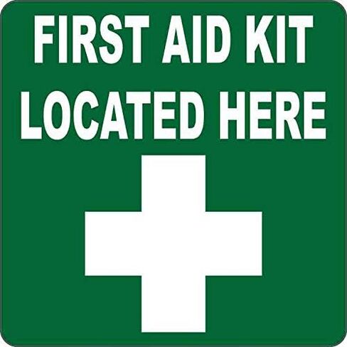 StickerTalk First Aid Kit Located Here Vinyl Sticker, 5 inches by 5 inches in Kuwait