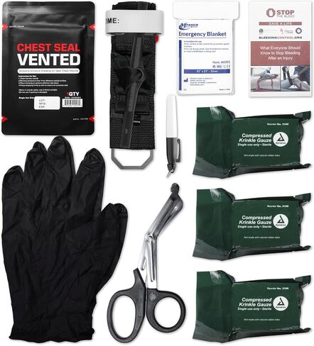 MFASCO Stop The Bleed Kit Single BC4 Plus - Includes Chest Seal & Compressed Gauze - Meets Texas School Requirements - Easy Tear-Open Bag in Kuwait