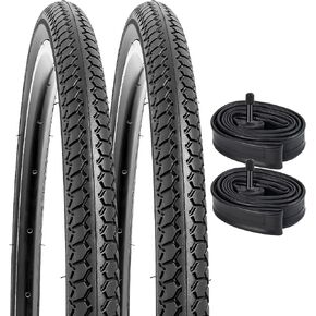 YUNSCM 2-PCS 24X1 3/8 (37-540) Bike Tires and 24 inch Bike Tubes AV32MM Schrader Valve Compatible with Wheelchair Tires 24 x 1 3/8 24x1 3-8 Road Bike Bicycle Tires and Tubes (Y-1394) in Kuwait