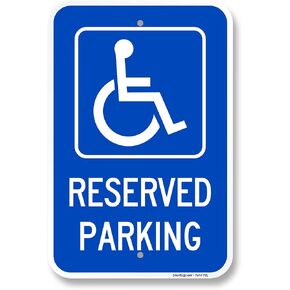 SmartSign 18 x 12 inch Reserved Parking Metal Sign with Handicapped Symbol, 120 mil Aluminum Composite (ACM), Engineer Grade Reflective Material, Blue and White, USA-Made, 100-Years of Sign Expertise in Kuwait
