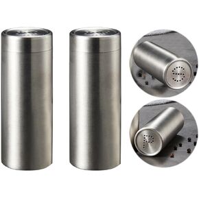 2-Pack Salt Pepper Shakers,3OZ Salt and Pepper Shaker,Stainless Steel Spice Jars Seasoning Dispenser for Salt Sugar Spice Pepper (Silver, Large) in Kuwait