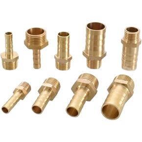 6/8/10/12/14/16mm Brass Pipe Fitting Hose Barb Tail 1/8" 3/8" 1/4" BSPT Male Pagoda Gas Connector Joint Copper Coupler Adapter 20pcs(Color:Barb 8mm-1I4) in Kuwait