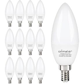 comzler E12 LED لمبة 5000K ضوء النهار الأبيض، مصابيح الثريا 60 وات مكافئة، CRI85+ لمبة الشمعدانات 6W، 120V، 600LM، B11 لمبات إضاءة قاعدة صغيرة لمروحة السقف، 270 درجة، 6 عبوات، غير قابلة للتعتيم in Kuwait