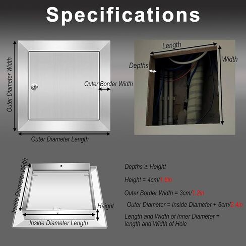 Watertight 304 Stainless Steel Access Panel - Easy Maintenance & Inspection Door, 16"x24" for Durable Home & Commercial Use, Corrosion-Resistant, Secure Closure in Kuwait
