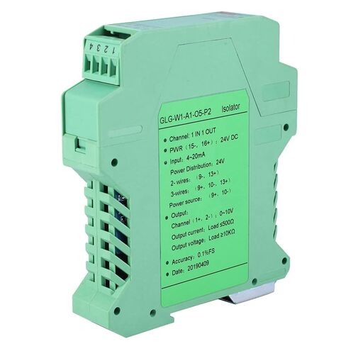Eujgoov DC Current Signal Isolator Transmitter GLG 4-20mA to 0-10V 0-5V 4-20mA, Multi Channel Input Output for Industrial Equipment Devices (One Input and one Output to 0-10V) in Kuwait