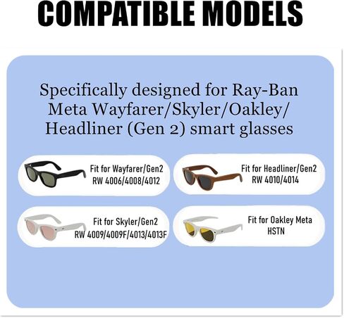 6 أزواج تناسب خطافات الأذن Rayban Meta، حامل نظارات العين من السيليكون المتوافق مع ملحقات Ray-Ban Meta Wayfarer/Skyler/Oakley/Headliner (Gen 2)، ومقبض أذن النظارات الذكية. in Kuwait