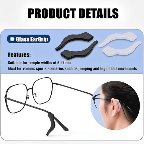 6 أزواج تناسب خطافات الأذن Rayban Meta، حامل نظارات العين من السيليكون المتوافق مع ملحقات Ray-Ban Meta Wayfarer/Skyler/Oakley/Headliner (Gen 2)، ومقبض أذن النظارات الذكية. in Kuwait