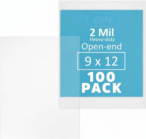 أكياس بولي مسطحة مفتوحة النهاية مقاس 8 × 12 بوصة - 100 عبوة، 2 مل، أكياس تغليف بلاستيكية شفافة شديدة التحمل، لتخزين الطعام، والوجبات الخفيفة، والفنون، والملابس والملابس - GPI in Kuwait