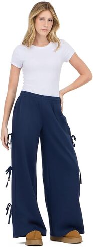 Forever 21 Women's Wide Leg Jogger with Twill Bows Down the Side in Kuwait