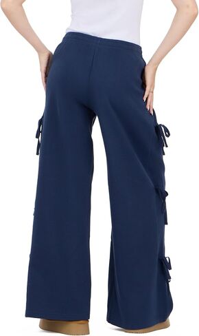 Forever 21 Women's Wide Leg Jogger with Twill Bows Down the Side in Kuwait
