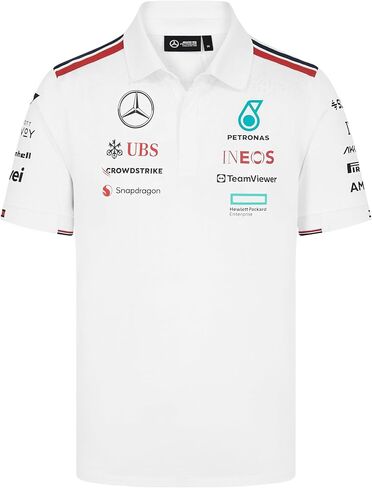 قميص بولو لفريق مرسيدس AMG بتروناس F1 2024 للرجال - أبيض/أسود in Kuwait