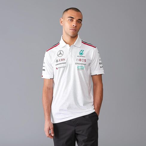 قميص بولو لفريق مرسيدس AMG بتروناس F1 2024 للرجال - أبيض/أسود in Kuwait