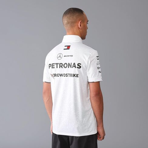 قميص بولو لفريق مرسيدس AMG بتروناس F1 2024 للرجال - أبيض/أسود in Kuwait