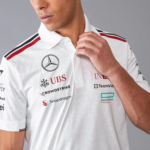 قميص بولو لفريق مرسيدس AMG بتروناس F1 2024 للرجال - أبيض/أسود in Kuwait