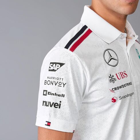 قميص بولو لفريق مرسيدس AMG بتروناس F1 2024 للرجال - أبيض/أسود in Kuwait