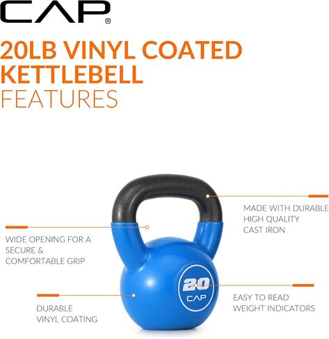 CAP Vinyl Coated Cast Iron Kettlebell,20 LB Home Gym Weight in Kuwait
