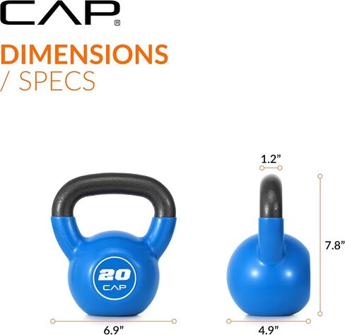 CAP Vinyl Coated Cast Iron Kettlebell,20 LB Home Gym Weight in Kuwait