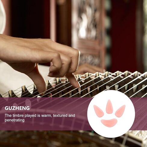 DECHOUS Guzheng Practice Nail Covers Large Pomegranate Red Crystal Finger Picks Professional Performance Protective Guzheng Nails for Stringed Instrument Players in Kuwait