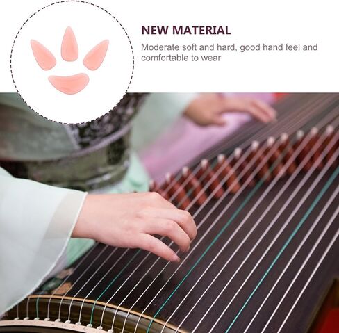 DECHOUS Guzheng Practice Nail Covers Large Pomegranate Red Crystal Finger Picks Professional Performance Protective Guzheng Nails for Stringed Instrument Players in Kuwait